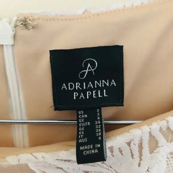 Adrianna Papell Embroidered Contrast Evening Gown Black Ivory Women's Size 2 - Picture 9 of 10